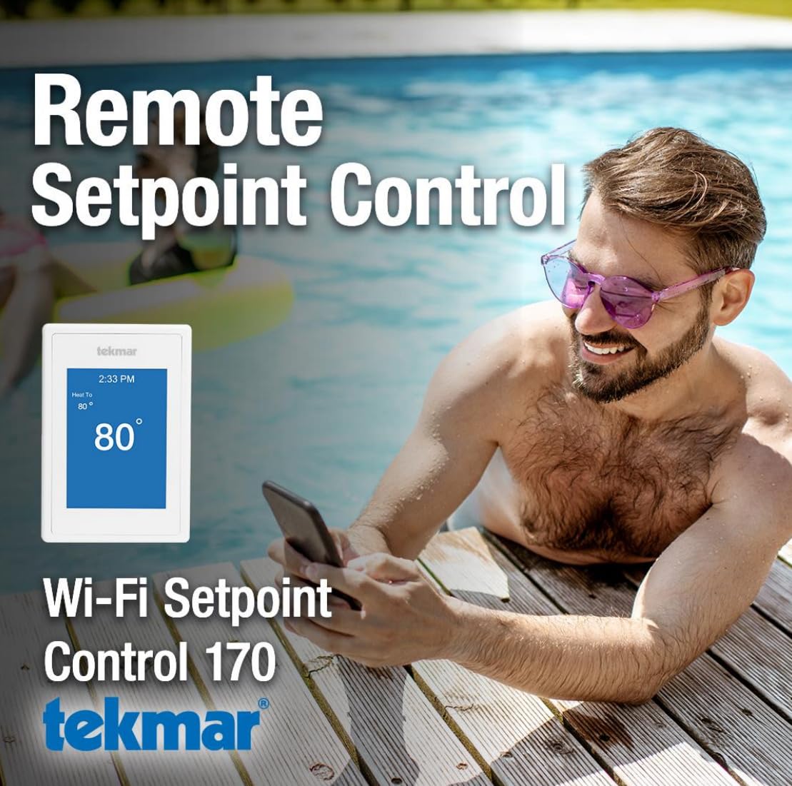 tekmar Wi-Fi Setpoint Control 170 - One Stage Heat or Cool | Innovative Control Unit Connects to Internet | Remote Operation via Watts Home Mobile App | Can Use w/Pools, Hot Tubs, Water Tanks & More