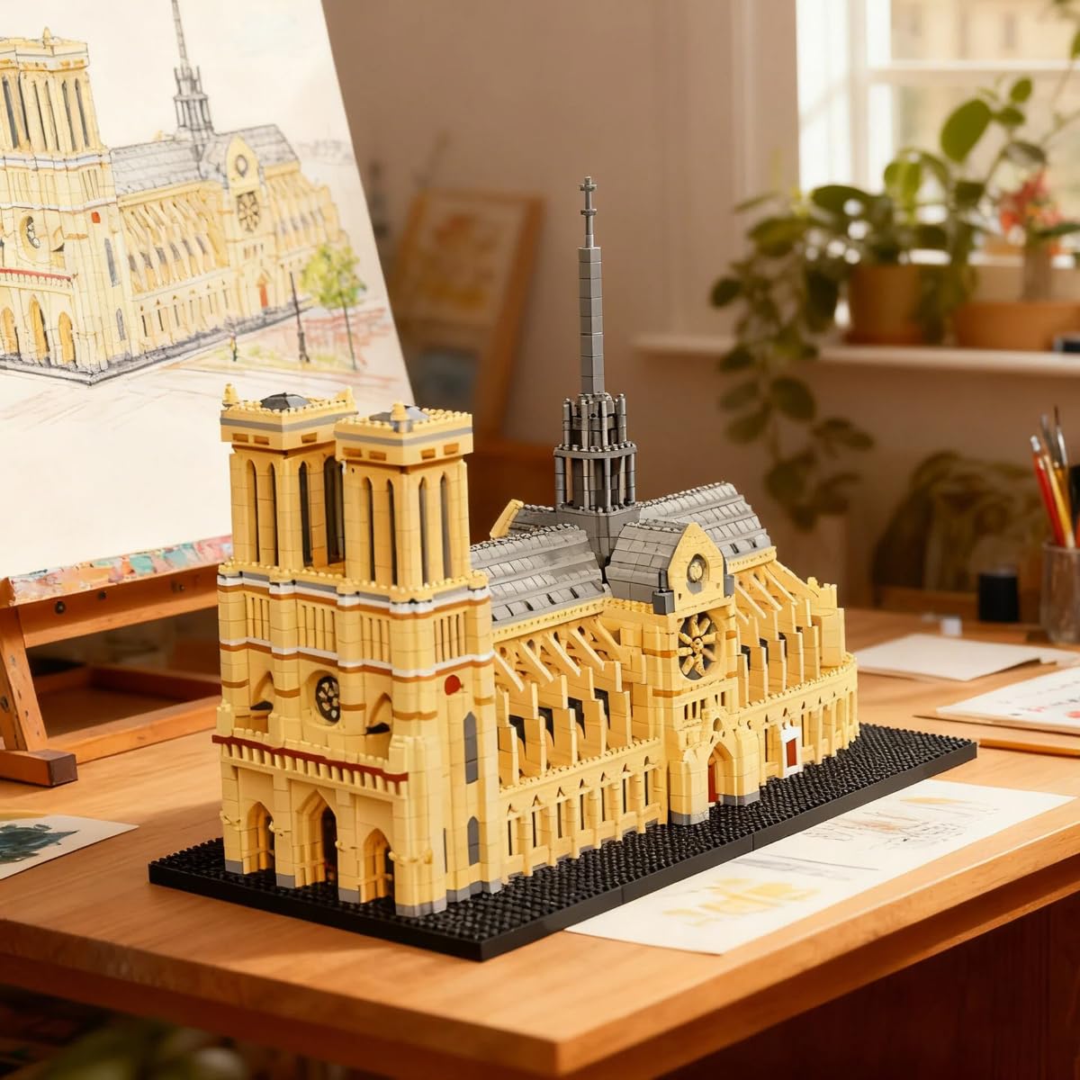 Notre Dame de Paris Bausteine Bausatz, Gedenk Architektur Modellbausatz, Weltberühmter Wahrzeichen Architektur Haus Bauklötze, Modular Haus Modell Kit für Erwachsene