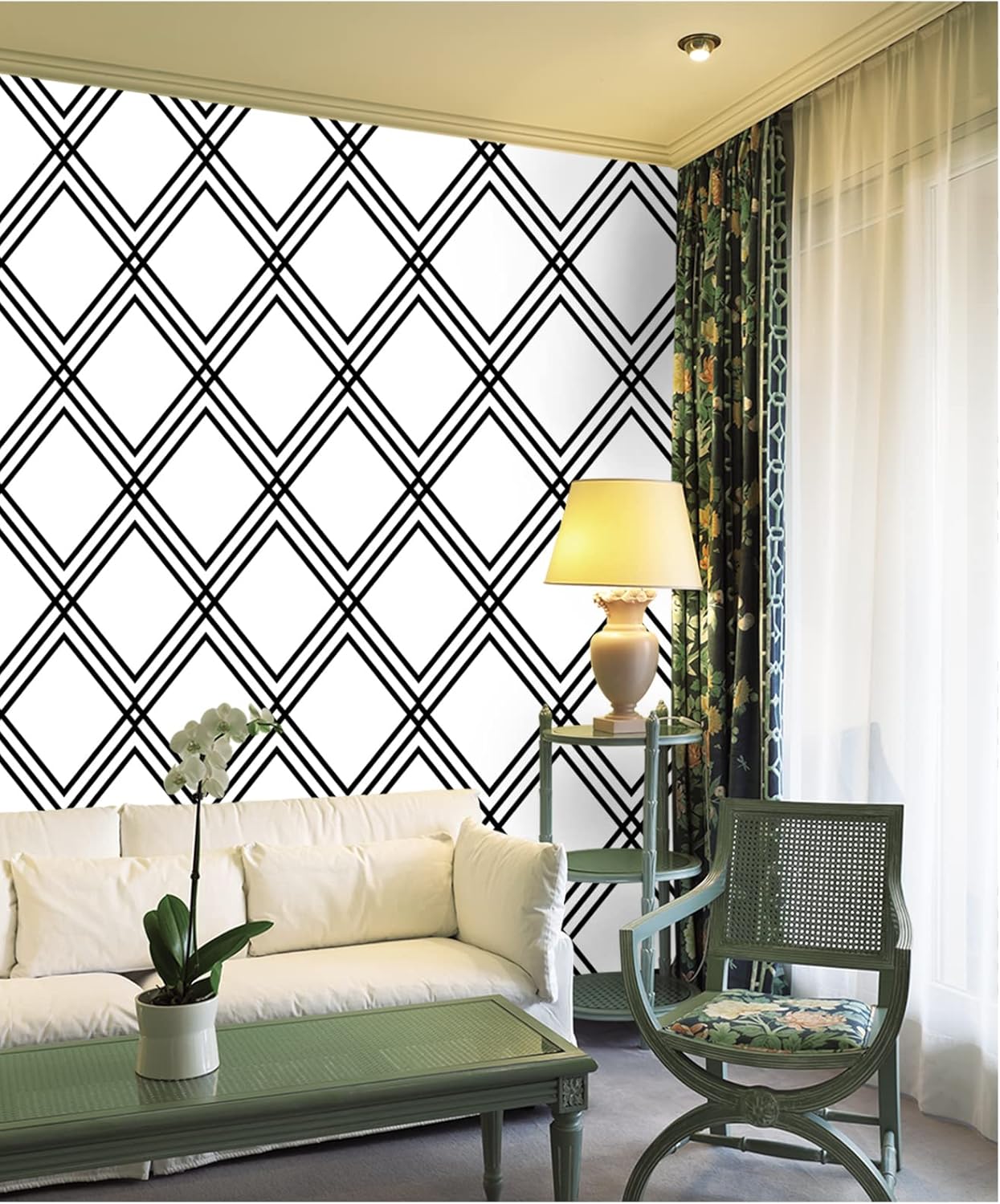 JLHOUSE Wallpaper Peel and Stick Wallpaper Geometric 17.7'' x 118'' Black and White Stripe Wallpaper Self Adhesive Reomvable Textured Decovative Wallpaper Wall Covering Vinyl Rolls