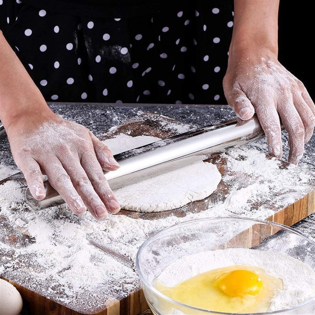 13"Pin de Rodadura de Acero Inoxidable Profesional de 13" □ Rodillo de Masa para panaderos Hacer Pizza, Galletas, pastelería, Pasta, Masa de albóndigas