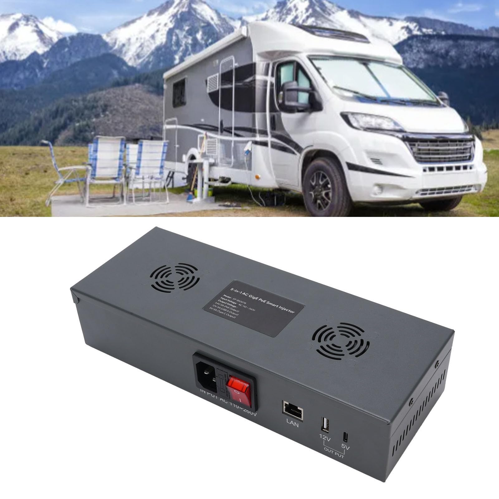 Generic Iniettore PoE Gigabit Efficiente Potenza in Uscita da 180 W per Sistemi di Terza Generazione con Protezione ESD Connessione Internet Satellitare Stabile (Spina europea)
