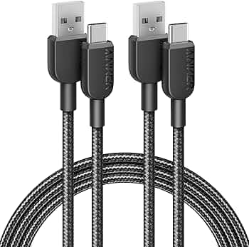 Anker USB C Charger Cable [2 Pack, 6ft], 310 Type C Charger Cable Fast Charging, Braided USB A to USB C Cable Fast Charging for Samsung Galaxy Note 10 Note 9/S10+ S10, LG V30 (USB 2.0, Black)