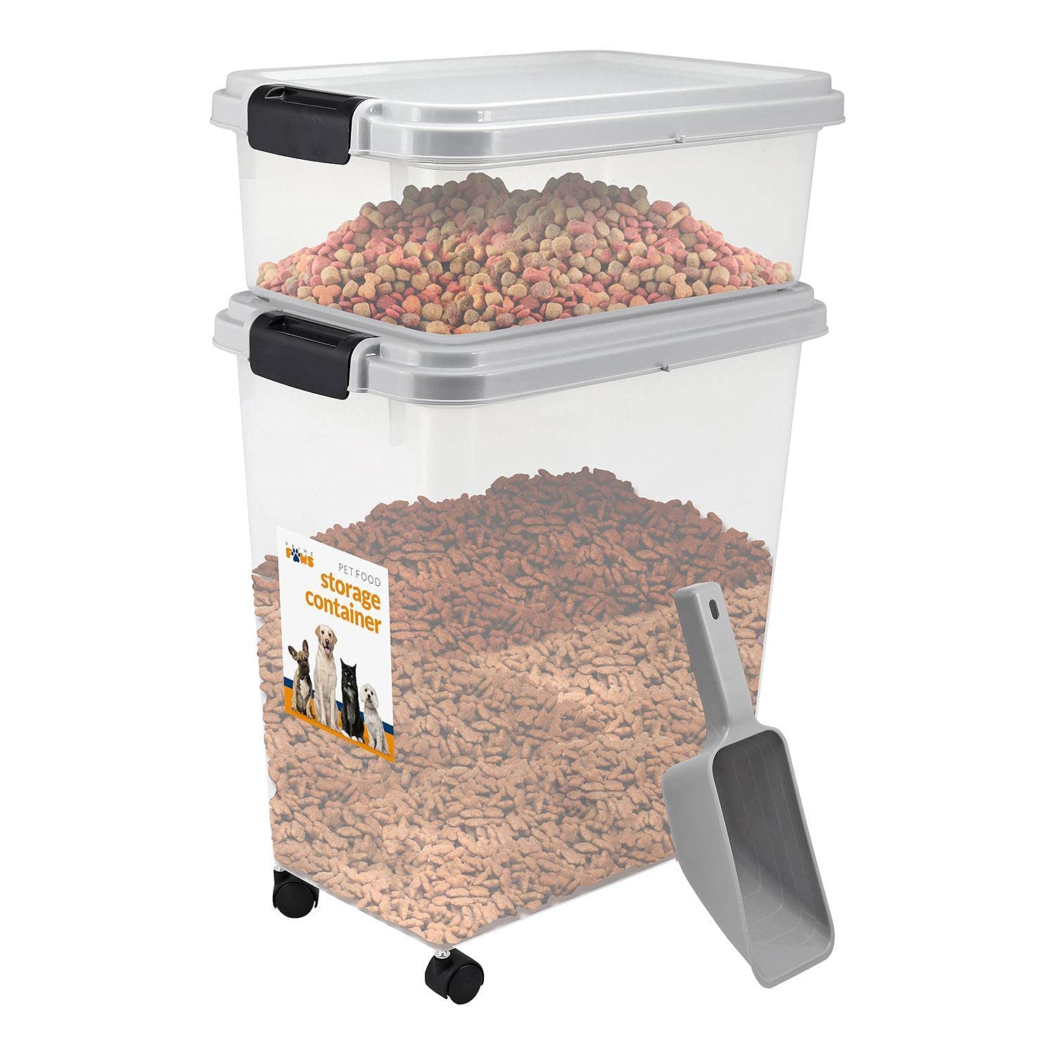 Greenfields 2-Piece Airtight Pet Food Storage Container Set with Measuring Scoop – 13L & 37.5L BPA-Free Bins with Casters | Dry Food Dispenser for Dogs, Cats & Small Animals