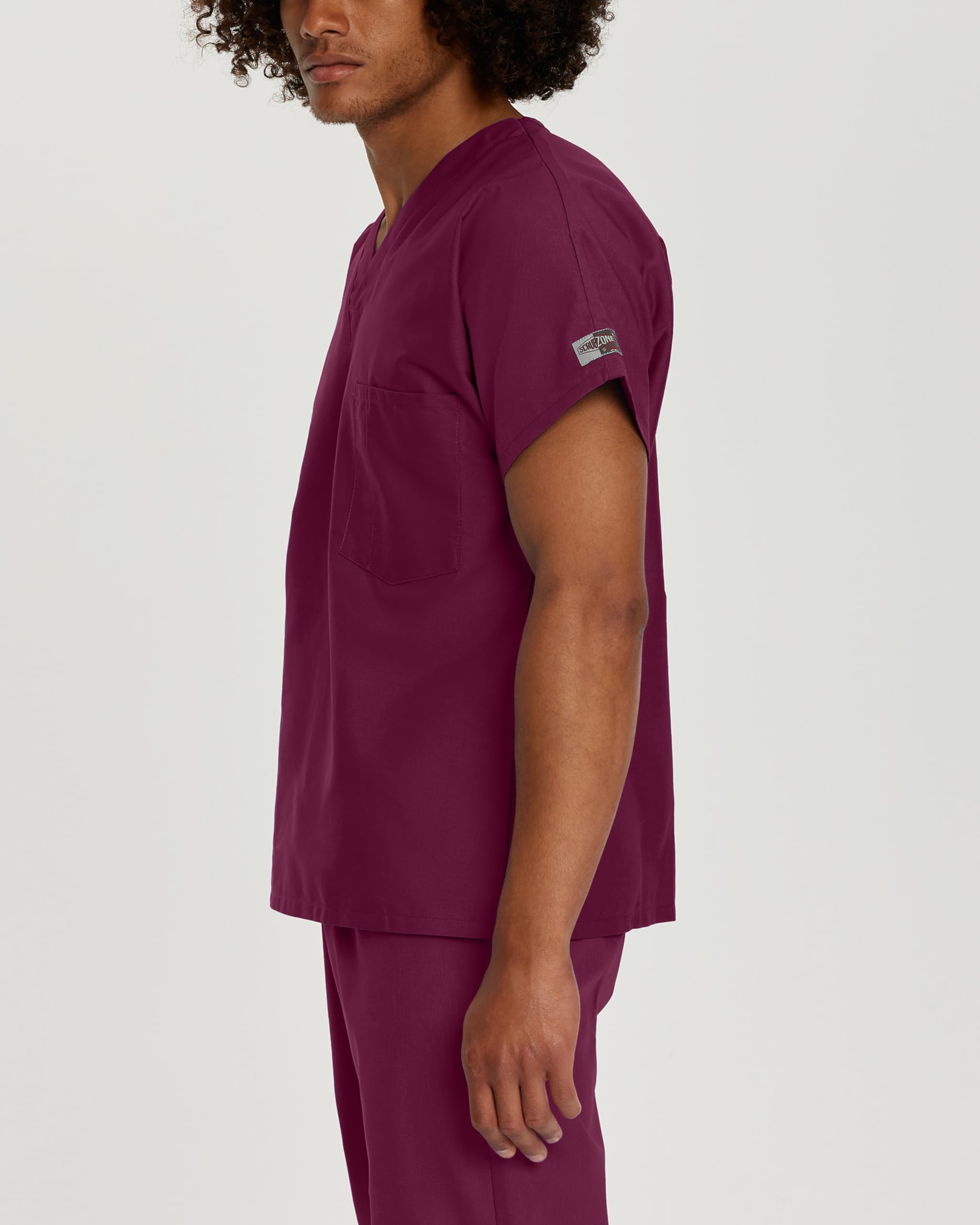 Landau Scrub Zone Unisex Relaxed Fit 1-Pocket V-Neck Scrub Top 71221 Wine