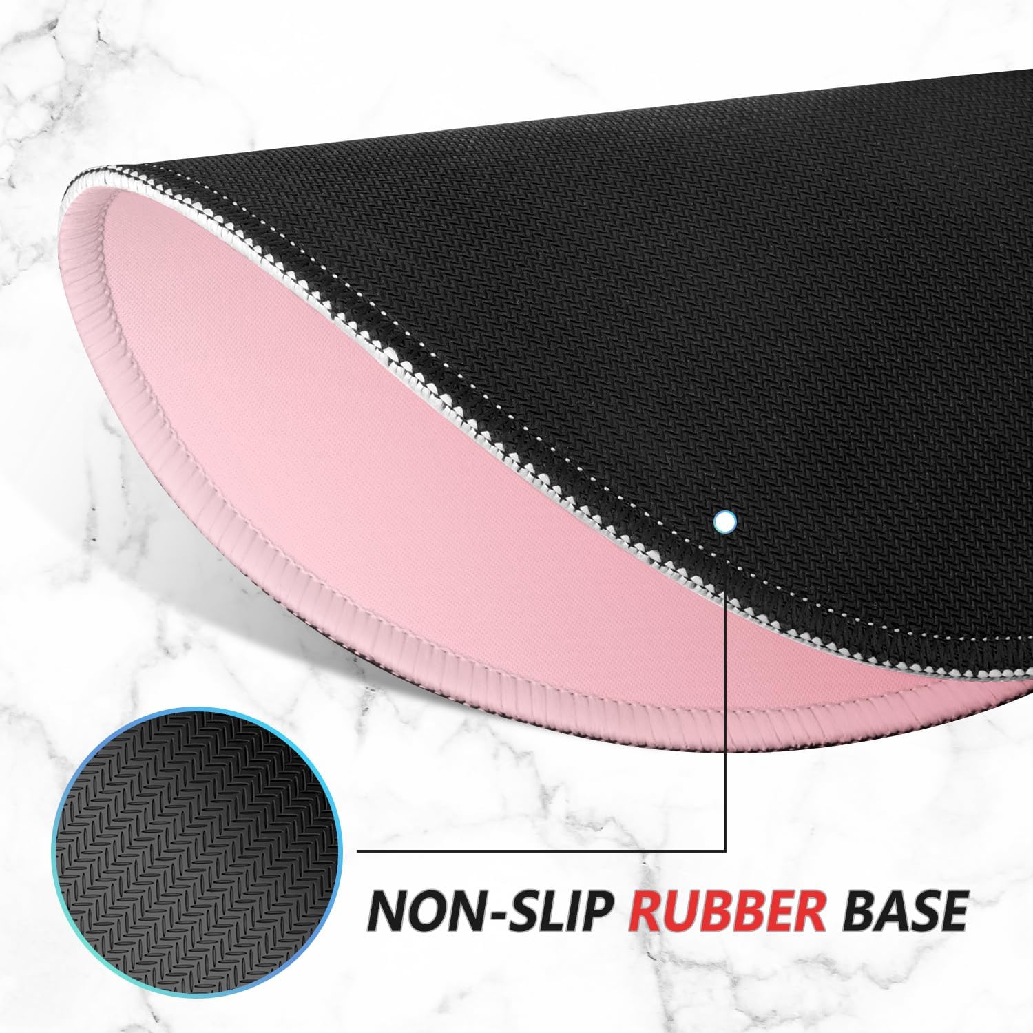 ITNRSIIET Mouse Pad Non-Slip Rubber Base Smooth Surface Stitched Edges Waterproof Durable Compatible with All Mice for Office & Gaming, Desk Accessory, Heart Shaped 8.7x7.9 inch, Rose image 4