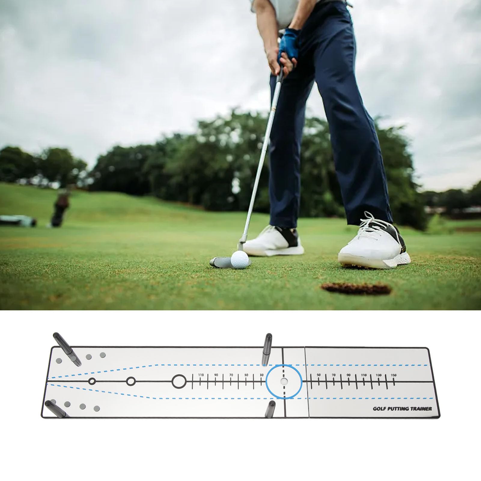 Espejo de alineación de Putt de Golf Herramienta de práctica de Entrenamiento Plegable de acrílico de Primera Calidad con líneas de alineación claras para Uso en Interiores y