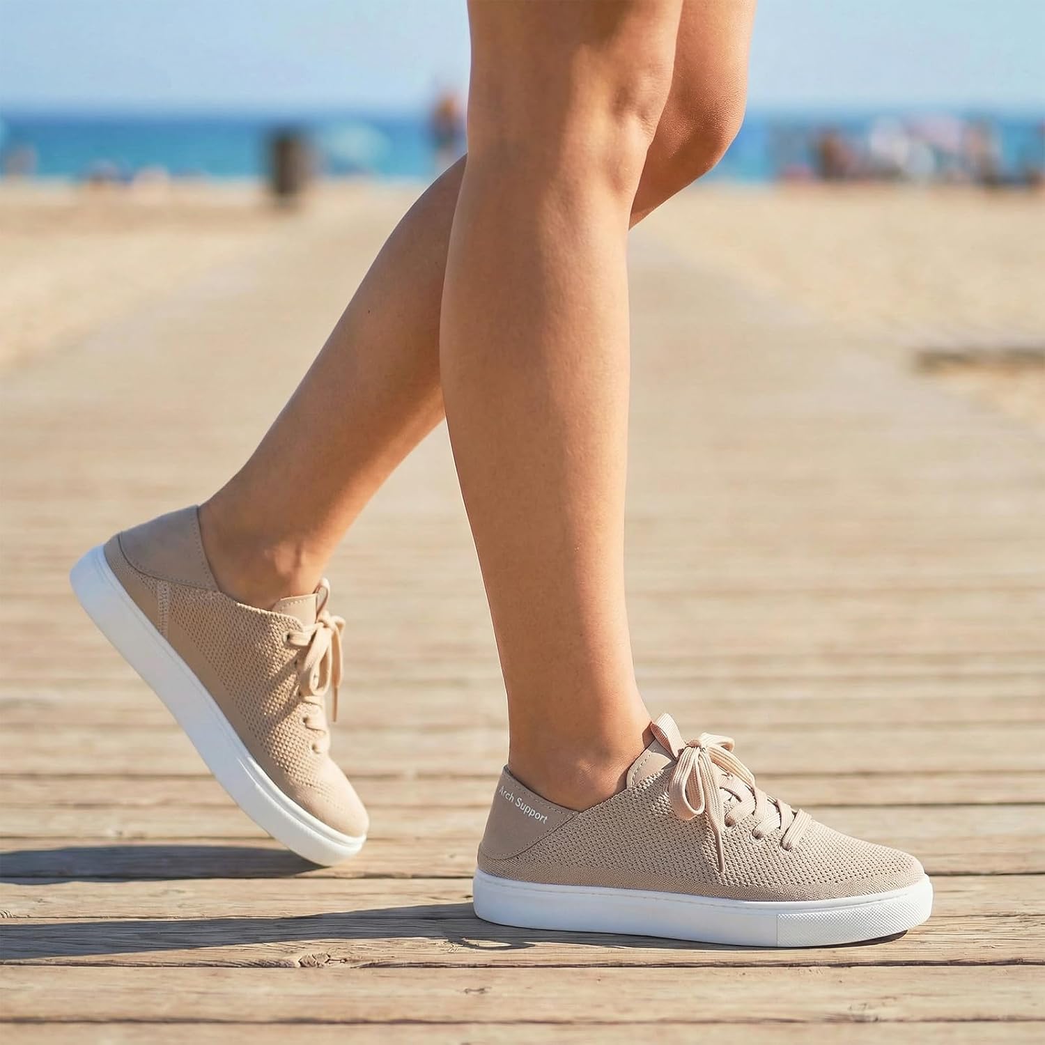 STQ Women's Fashion Sneakers with Fold-Down Heel 2026 Travel Essentials Casual Orthopedic Shoes for Work Commute Daily Wear