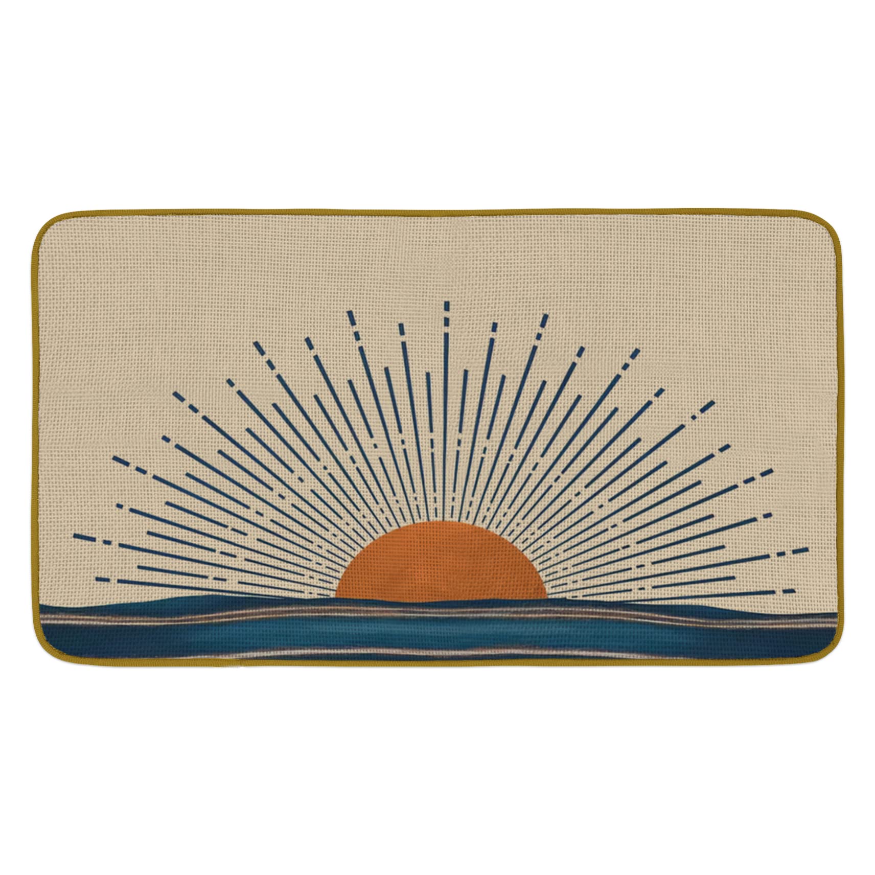 Burosev Boho Abstract Art Decorative Doormat, Bohemian Sunrise Sunset Floor Mat, Rustic Sun Sea Farmhouse Decor for Home Indoor Outdoor Front Porch Door Mat (17 x 30 Inch)
