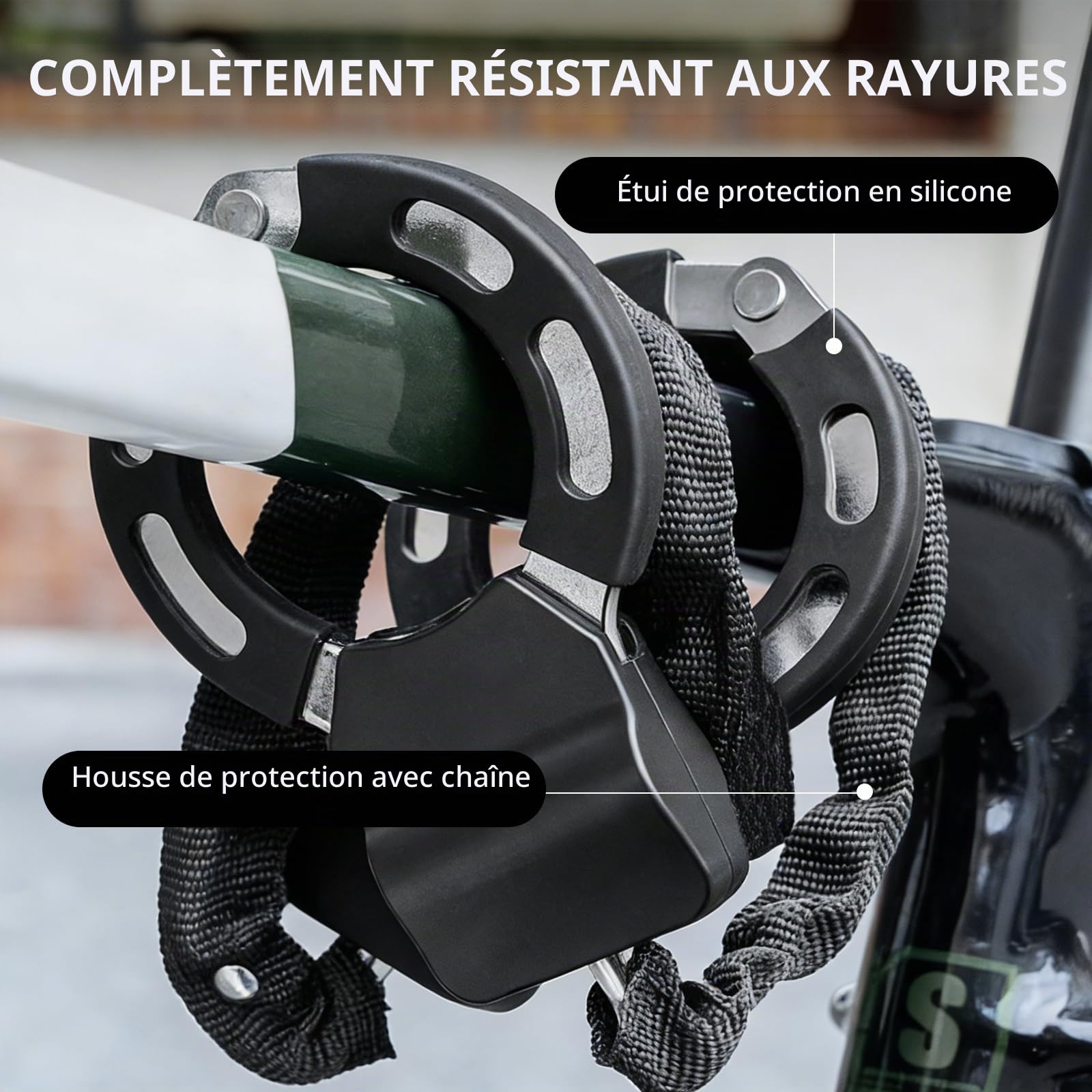 Antivol Trotinette Electrique, Cadenas Menotte avec Housse de Protection en Silicone, à Haute Sécurité, pour Trotinettes Electriques, Vélos et Poussettes