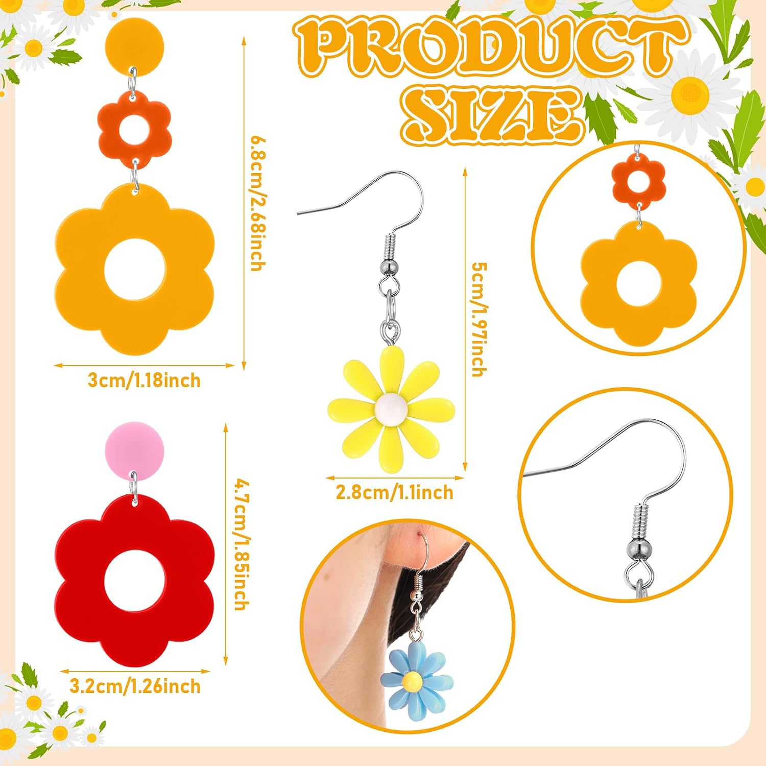 Misdary 12 Pairs Flower Daisy Earrings for Women Bulk image 2
