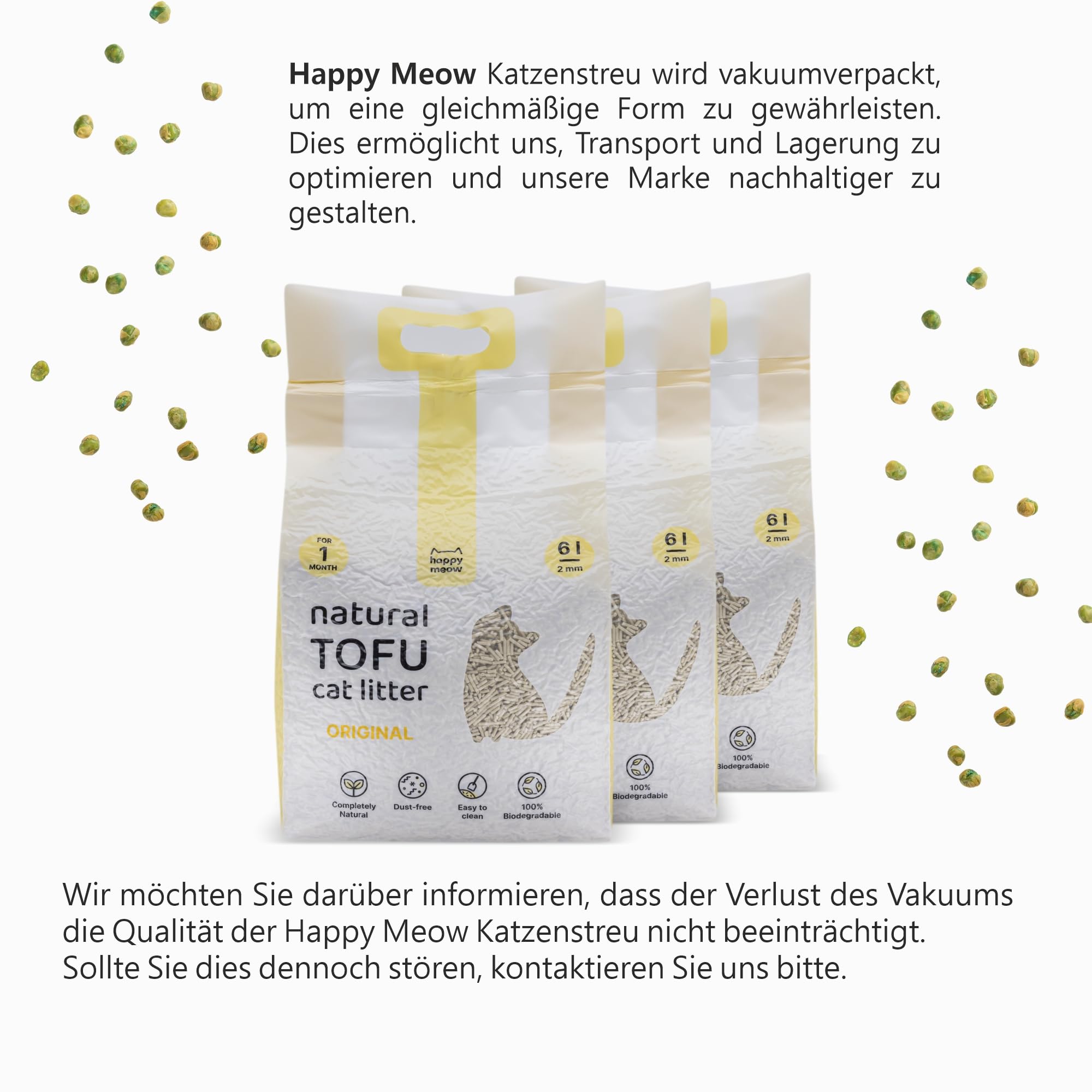 Tofu-Katzenstreu für Katzen (18L/7,5Kg) - Natürlich und biologisch abbaubar - Sofort klumpend, staubarm, langanhaltende Geruchskontrolle, ultra absorbierend, im Klo entklärbar (Vanille)