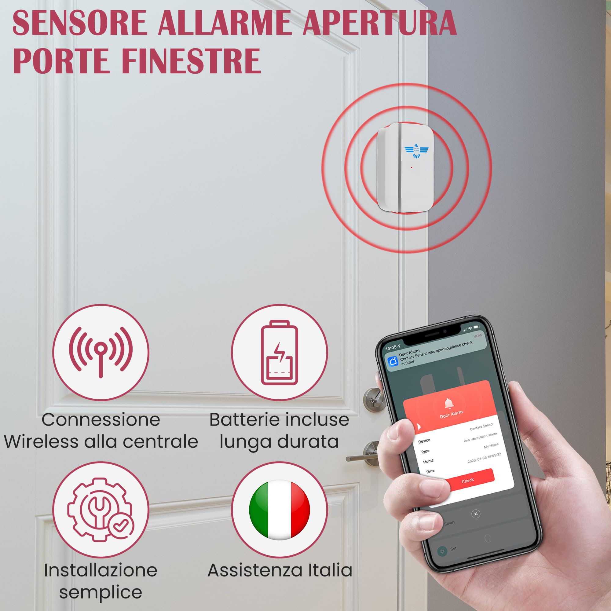 ITALIAN ALARM - Allarme Casa Senza Fili 7" Super Touch Screen, Antifurto WiFi GSM con APP, Sistema Allarme Wireless Completo con Sirena da Esterno. Già configurato, Video Tutorial e Assistenza Italia