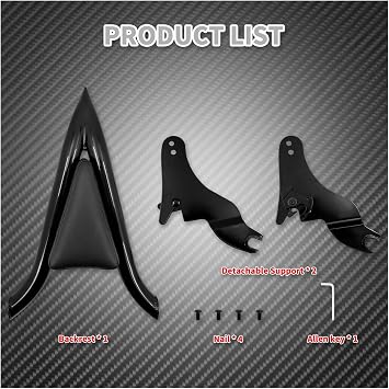 Motorcycle Passenger Backrest Motorcycle Detachable Passenger Backrest Rear W Cushion Pad For Touring For Road King Street For Electra Glide 09-22
