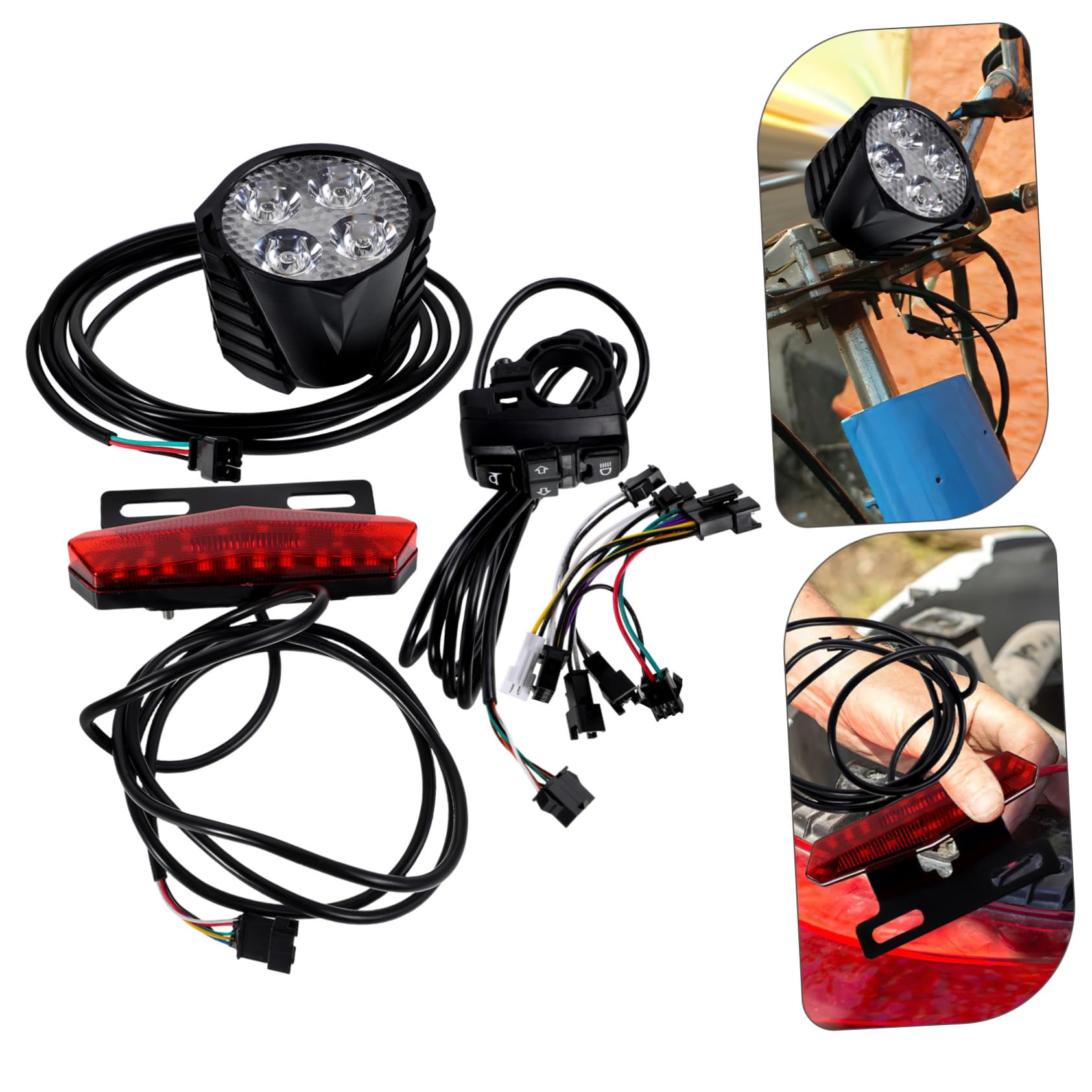 Alipis Kit de Feux Arrière LED pour Vélo Électrique avec Clignotants Bouton de Klaxon Lumières et Arrière Accessoires de Sécurité pour Trottinette Électrique et Vélos