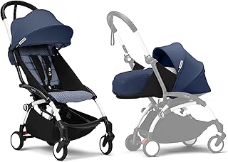 Cochecito YOYO3 de Stokke con Pack para Recién Nacido: Incluye chasis en blanco, pack color 6+ para YOYO (Air France Blue) y pack para recién nacidos 0+ (Air France Blue)