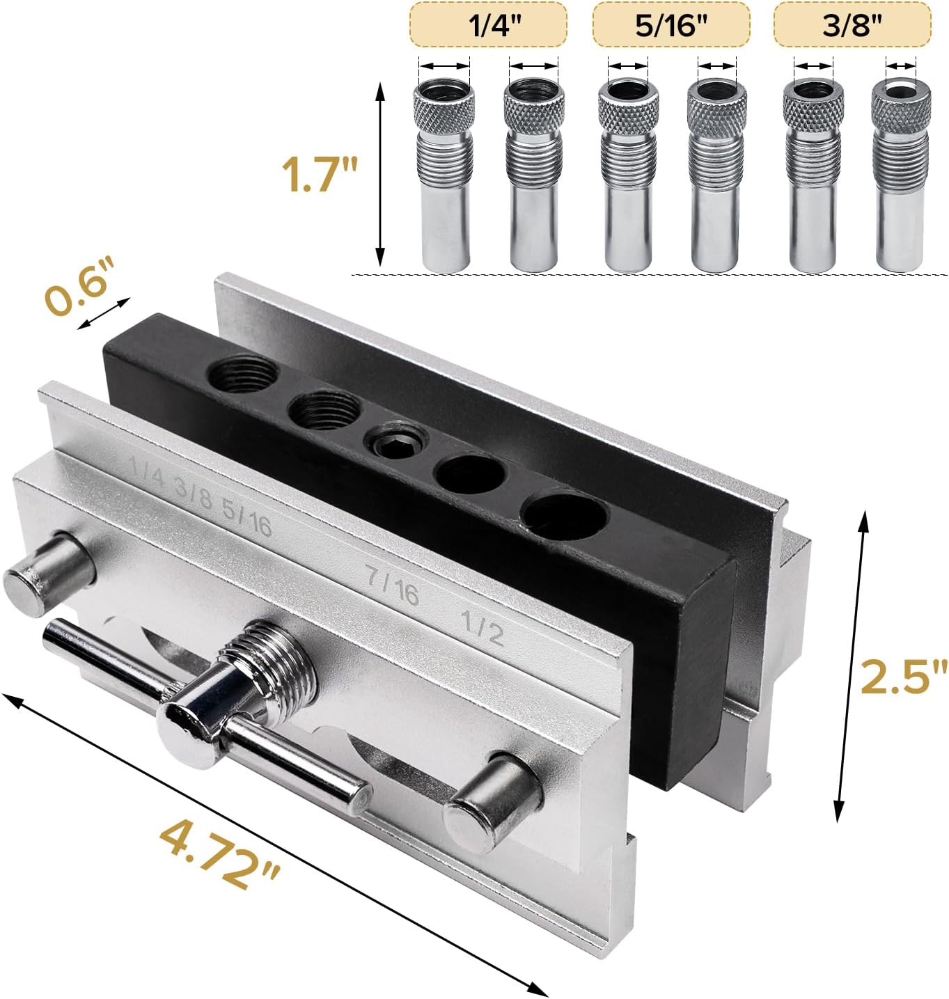 Donext Self Centering Doweling Jig, Adjustable Width Dowel Jig for Straight Holes, Biscuit Joiner Set With 6 Drill Guide Bushings, Woodworking Drilling Guide Power Tool Accessory Jigs