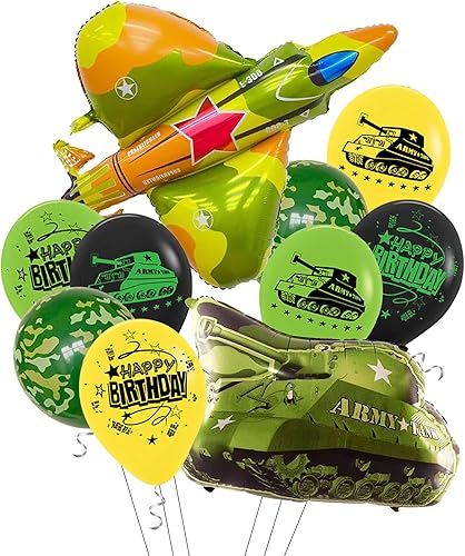 Globos de decoración de fiesta de cumpleaños para niños, globos de tanque, globos de camuflaje de tanque del ejército, decoración de fiesta temática