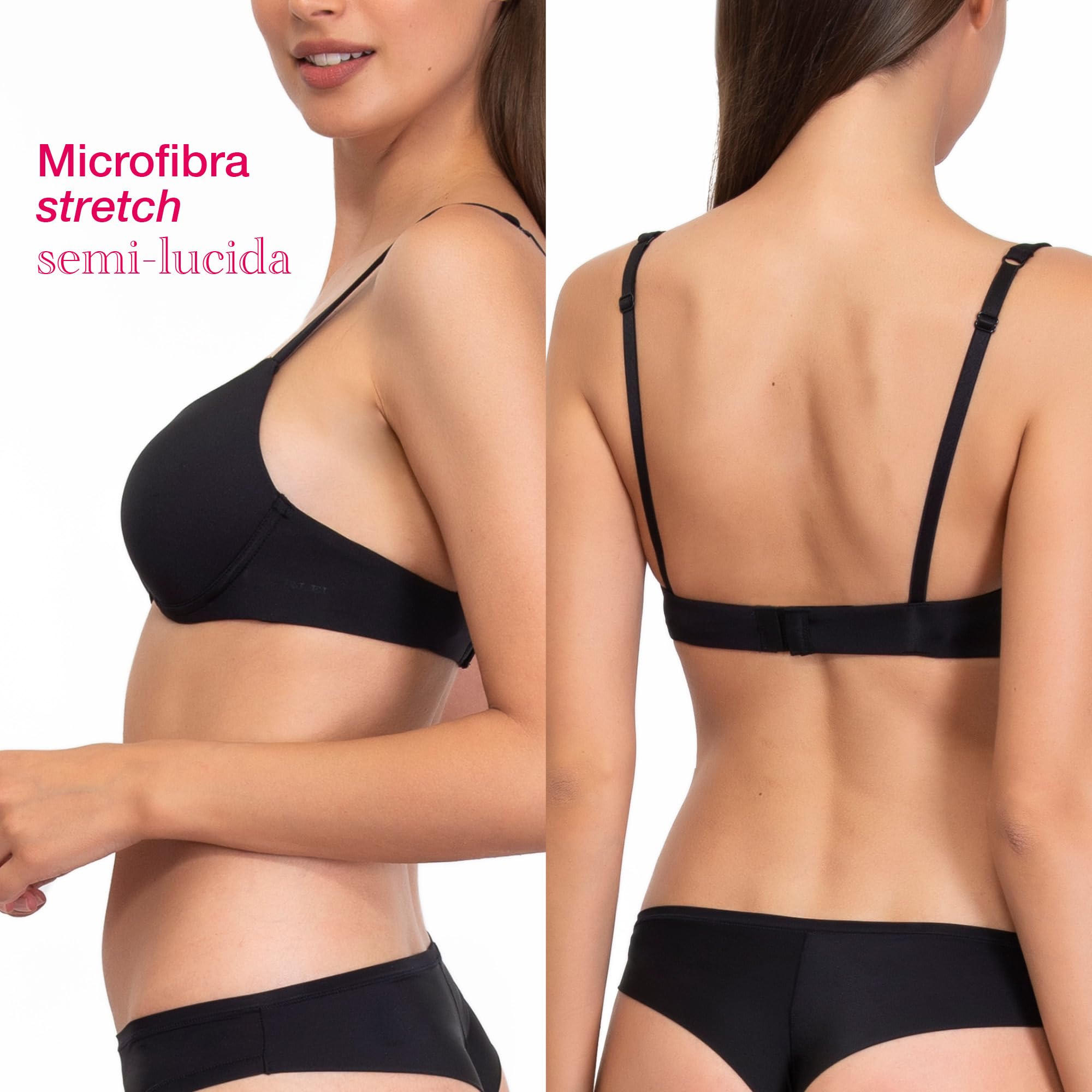 SÌèLEI, Reggiseno con Coppe Graduate, Realizzato in Morbida Microfibra, con Finiture Invisibili e Senza Ferretto, Designed in Italy