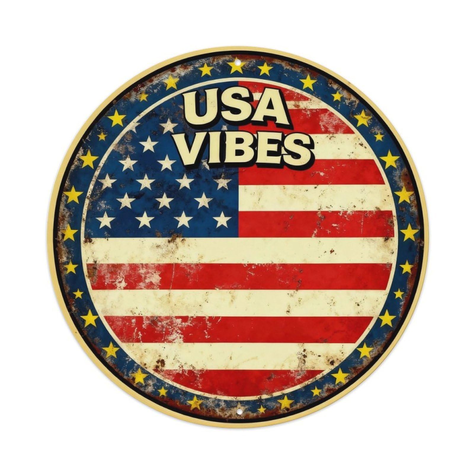 USA Vibes Patriotic Sign Metal Tin Sign Plaque