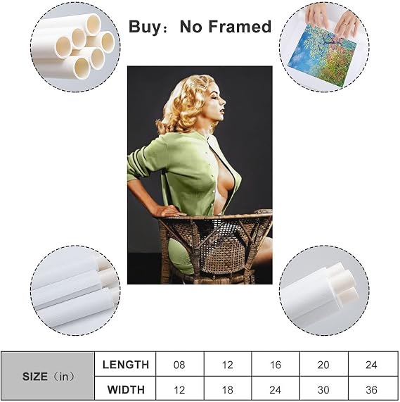 Vintage Hot Girl Poster 90s Pin-Up Girl Sexy Blonde Poster Decorative Painting Canvas Wall & Art Picture Print Modern Family Bedroom Decor 12x18inch(30x45cm)