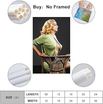 Vintage Hot Girl Poster 90s Pin-Up Girl Sexy Blonde Poster Decorative Painting Canvas Wall & Art Picture Print Modern Family Bedroom Decor 12x18inch(30x45cm)