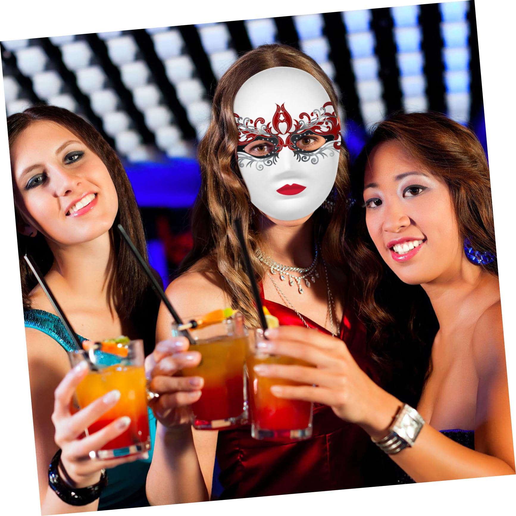 24pcs Hand Drawn Masquerade Masks Diy Blank Paper Pulp Face Mask for Men Halloween Costumes Masquerade Party