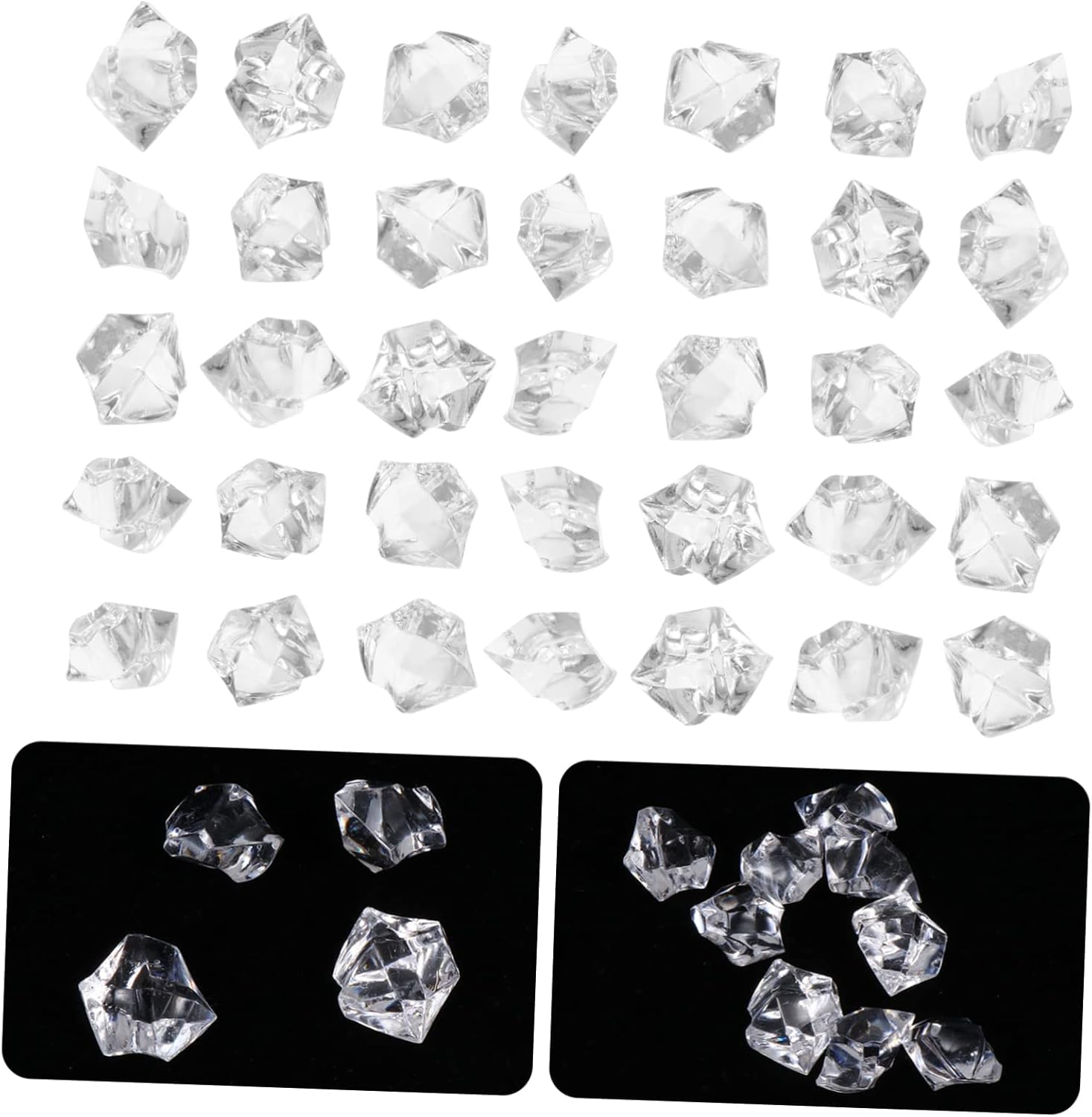 Unomor 600pcs Acrylic Ice Rocks Fake Ice Cubes Plastic Cubes for Home Decorations Unique Molds
