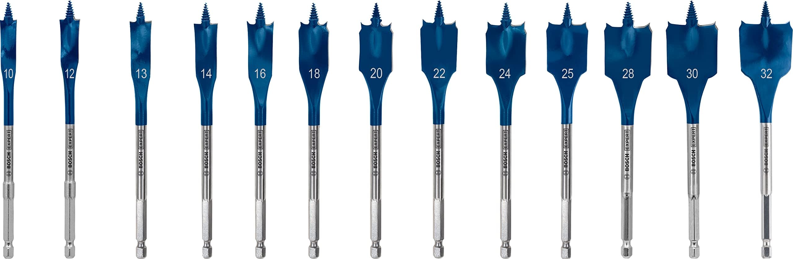 Bosch 13x EXPERT Self Cut Speed Spade Drill Bit Set (for Softwood, Particleboard, Ø 10-32 mm, Professional Accessory Rotary Drill/Drivers)