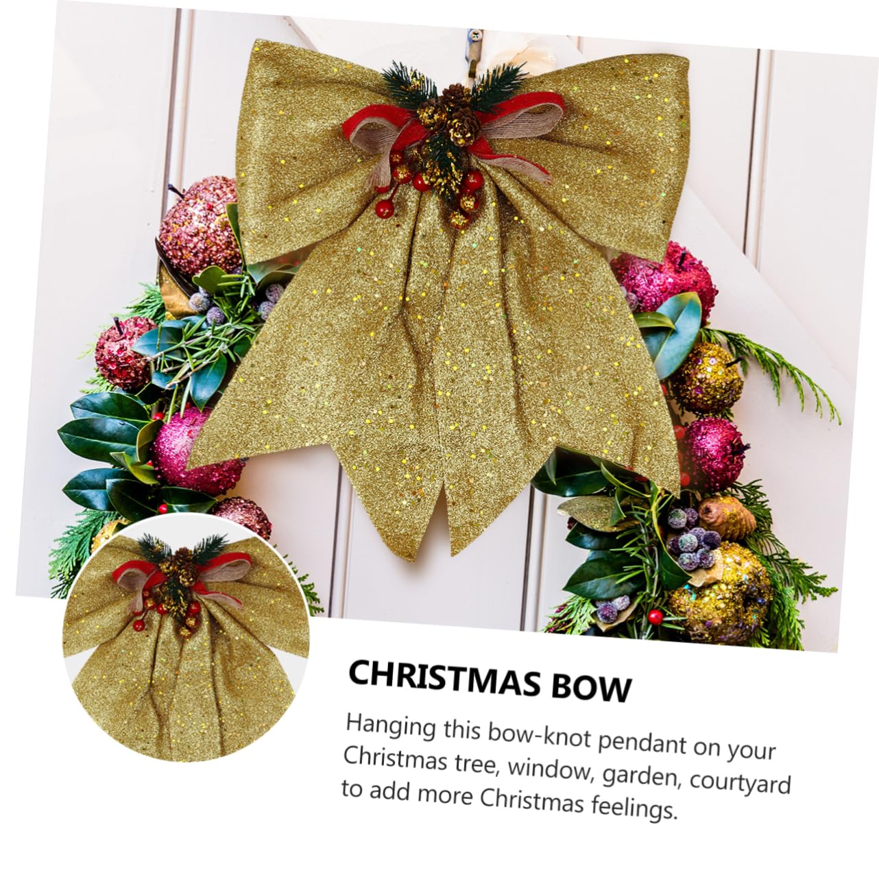Zerodeko 3 Piezas Colgante de decoración de Lazo navideño Arco de Navidad Cinta de Navidad Christmas Tree Xmas Tree Regalos para embutidoras de Calcetines Home Decoracion Adorno de Navidad