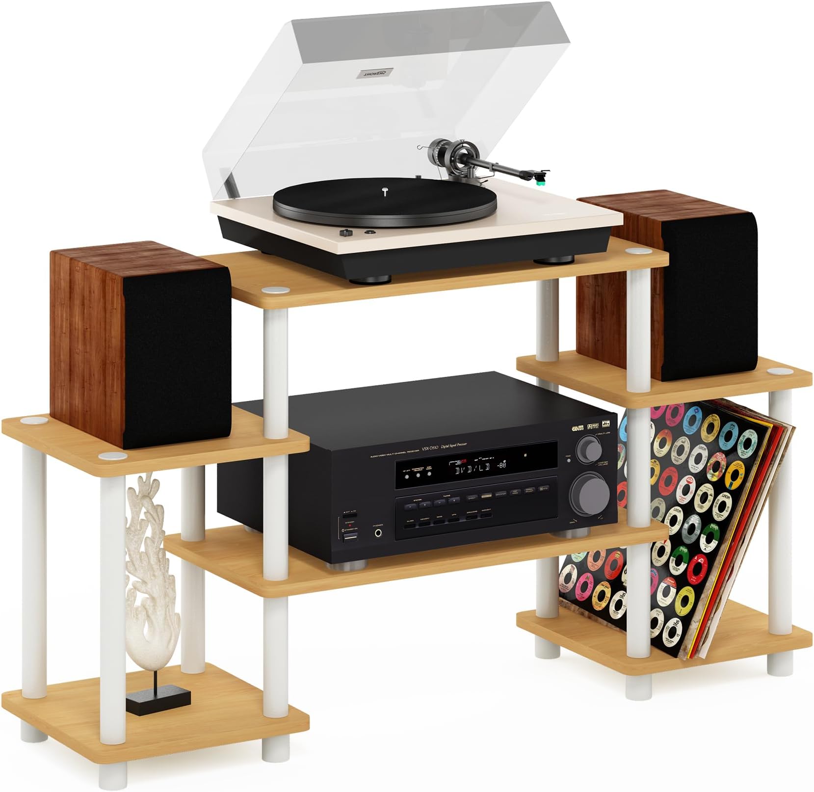 Turn-N-Tube No Tools Entertainment TV Stands, Beech/White, Square Corner