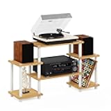 Furinno Turn-N-Tube No Tools Entertainment TV Stands, Beech/White, Square Corner