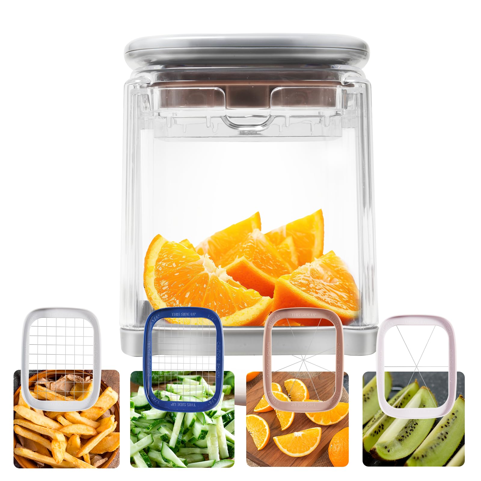 Cortador de papas fritas 4 en 1, cortador de patatas fritas 4 en 1, cortador de patatas fritas y cebollas, cortador manual de verduras a mano, cortador de verduras en 3
