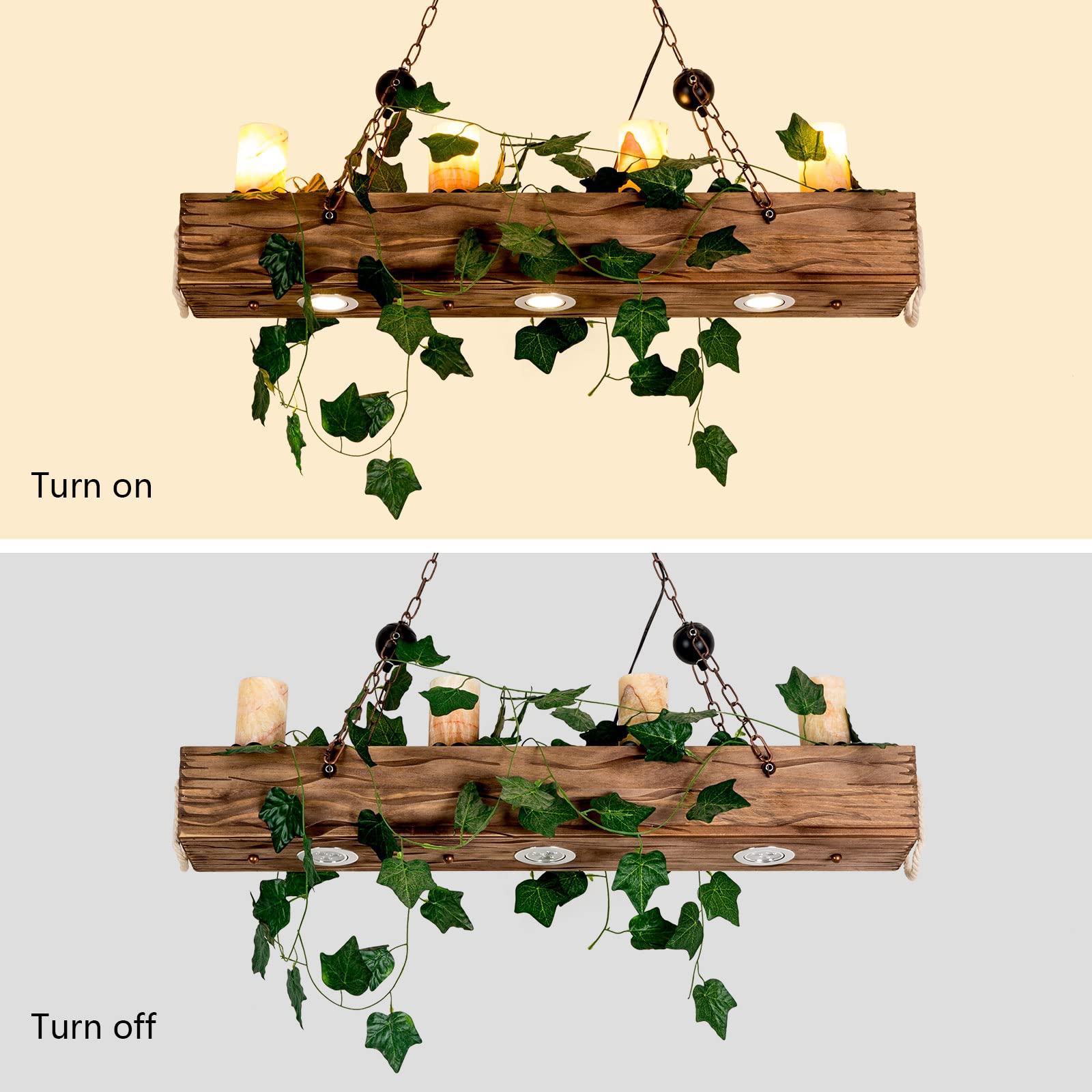 Vintage Pendellampe Industrielampe Kreatives Design Hängeleuchte mit Dekorative grüne Pflanzen Holz Pendelleuchte E27 Deckenlampen Retro für Cafe Bar