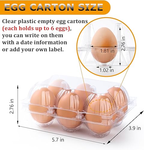 Miniatura 9 de Paquete de 48 cartones de huevos a granel, una docena de cartones de huevos vacíos transparentes para huevos de gallina, bandeja de rejillas de 2 x