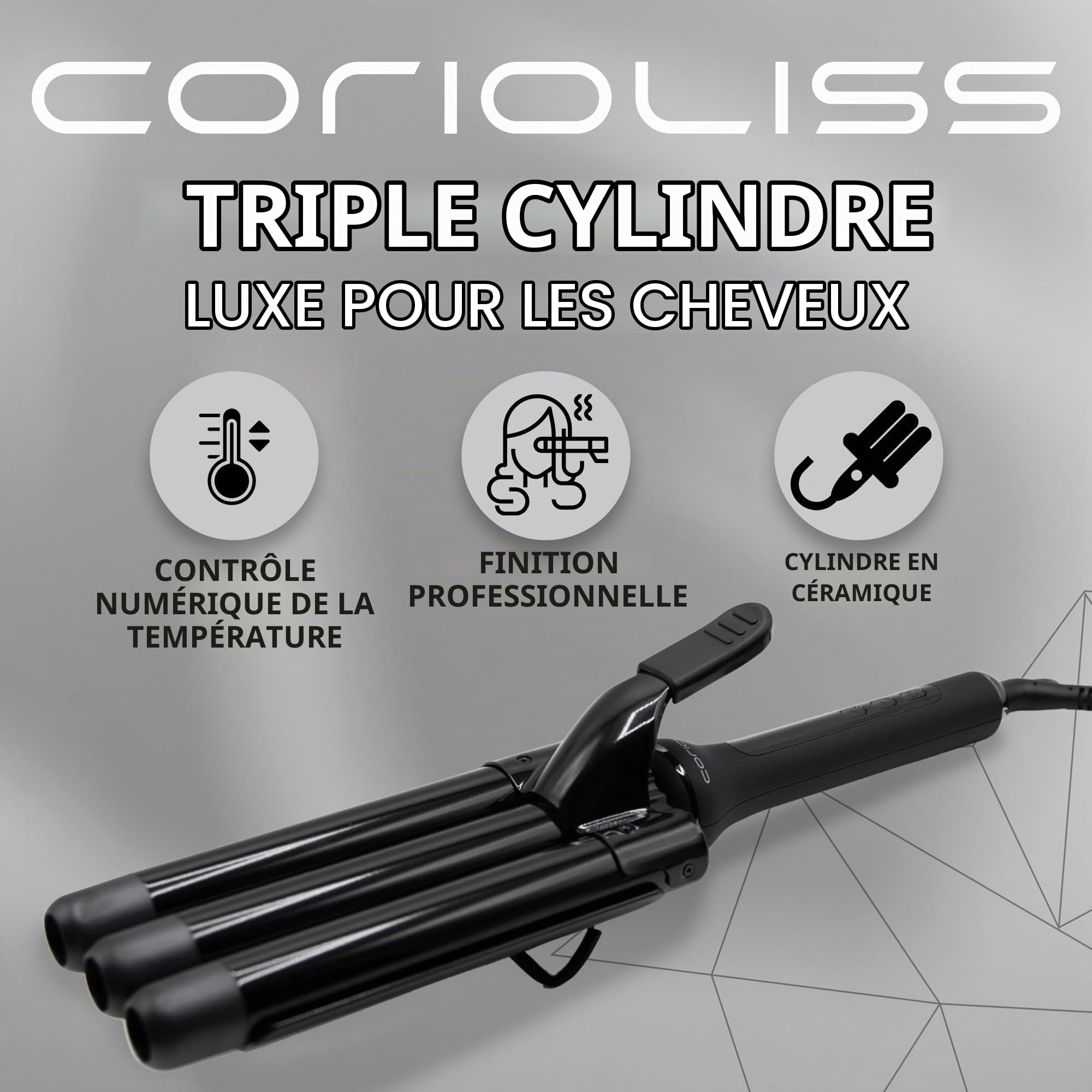 Corioliss Boucleur à Cheveux | Fer à Boucler 3 Têtes | Onduler et Friser 25 mm Triple Waver