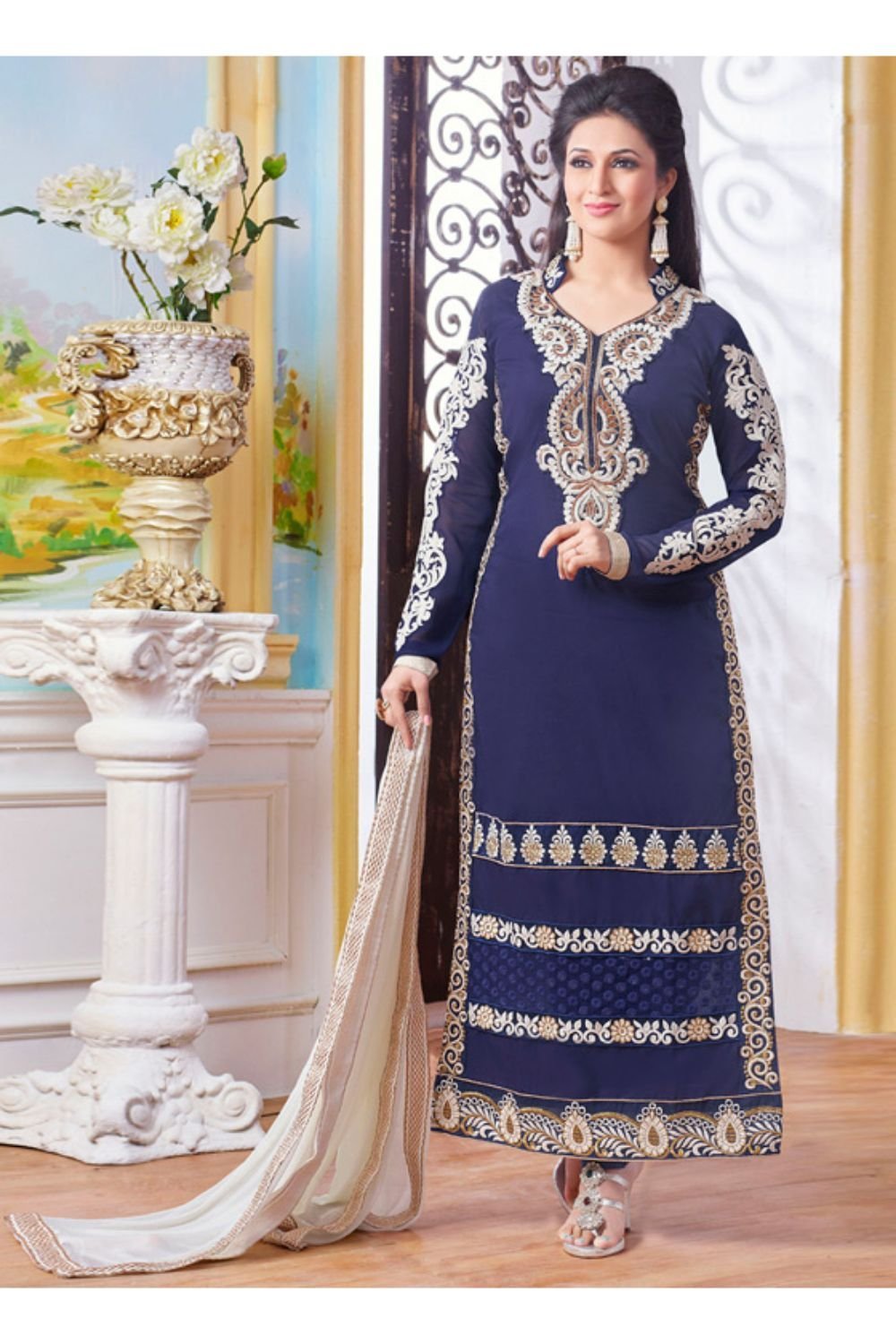 Four Corners Divyanka Tripathi Churidar Style Salwar Kameez In Blue |  Desertcart Fiji