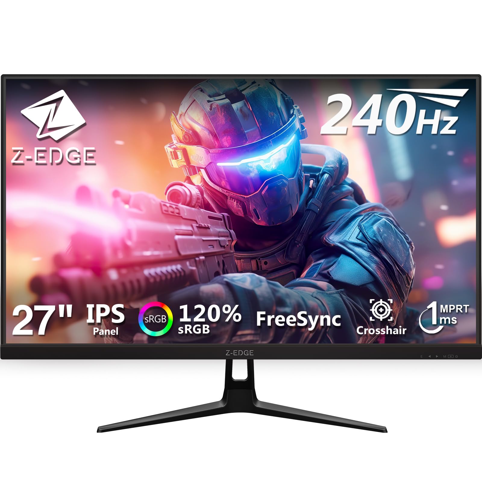 Z-Edge Monitor Gaming 27 Pulgadas, 240 Hz, 1 ms MPRT, Panel IPS 99% DCL-P3, Brillo de 400 CD/m², Full HD 1920x1080, FreeSync, HDMI y DisplayPort, Compatible con VESA, Negro