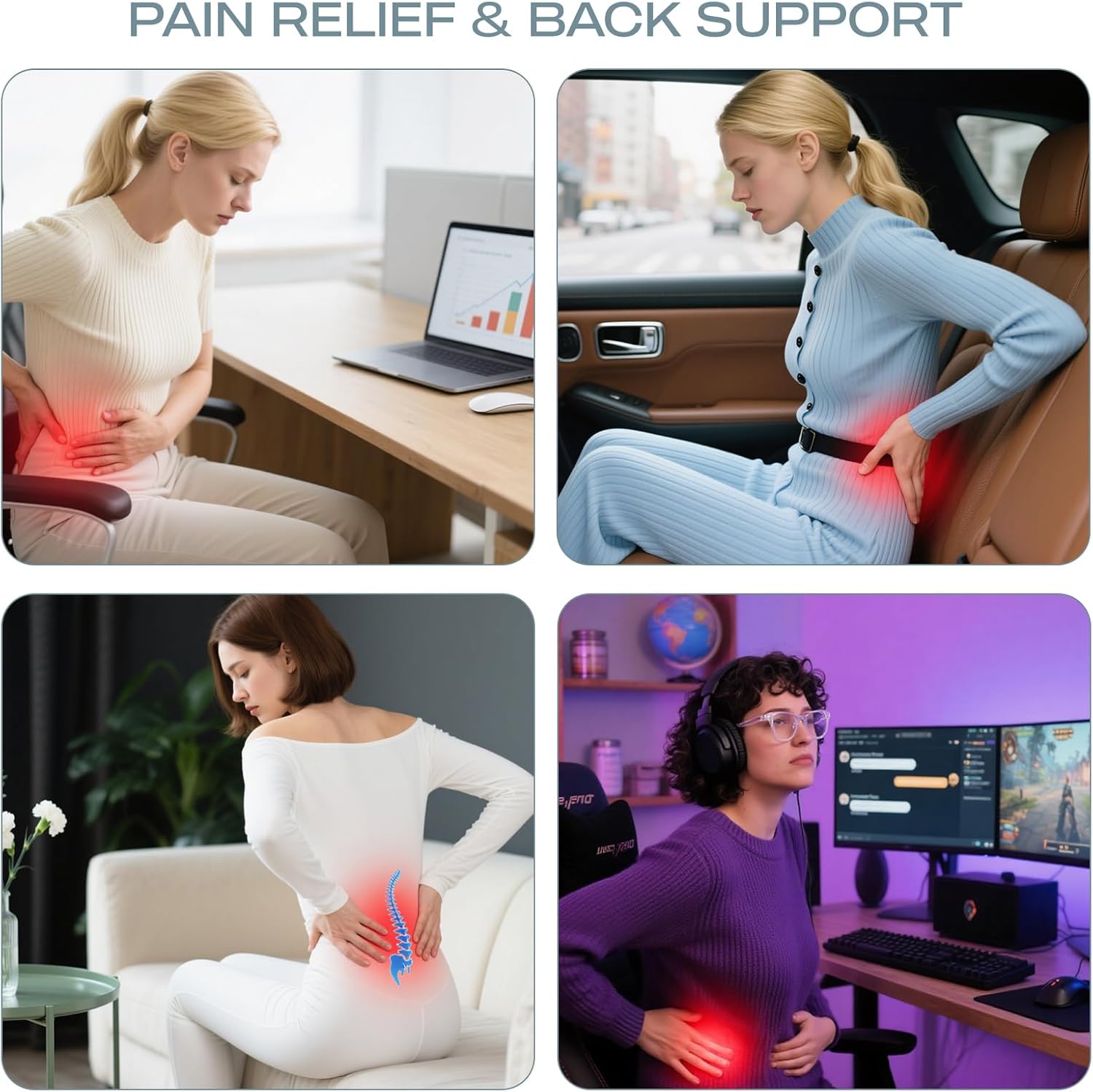 Skechers Air-Cooled & Memory Foam Lumbar Pillow,Lumbar Support Pillow for Office,Chair Lower Back Pain Relief Lumbar Pillow,Ergonomic Design Back Support Pillow for Office Chair,Car,Home,Travel,Black - Image 8