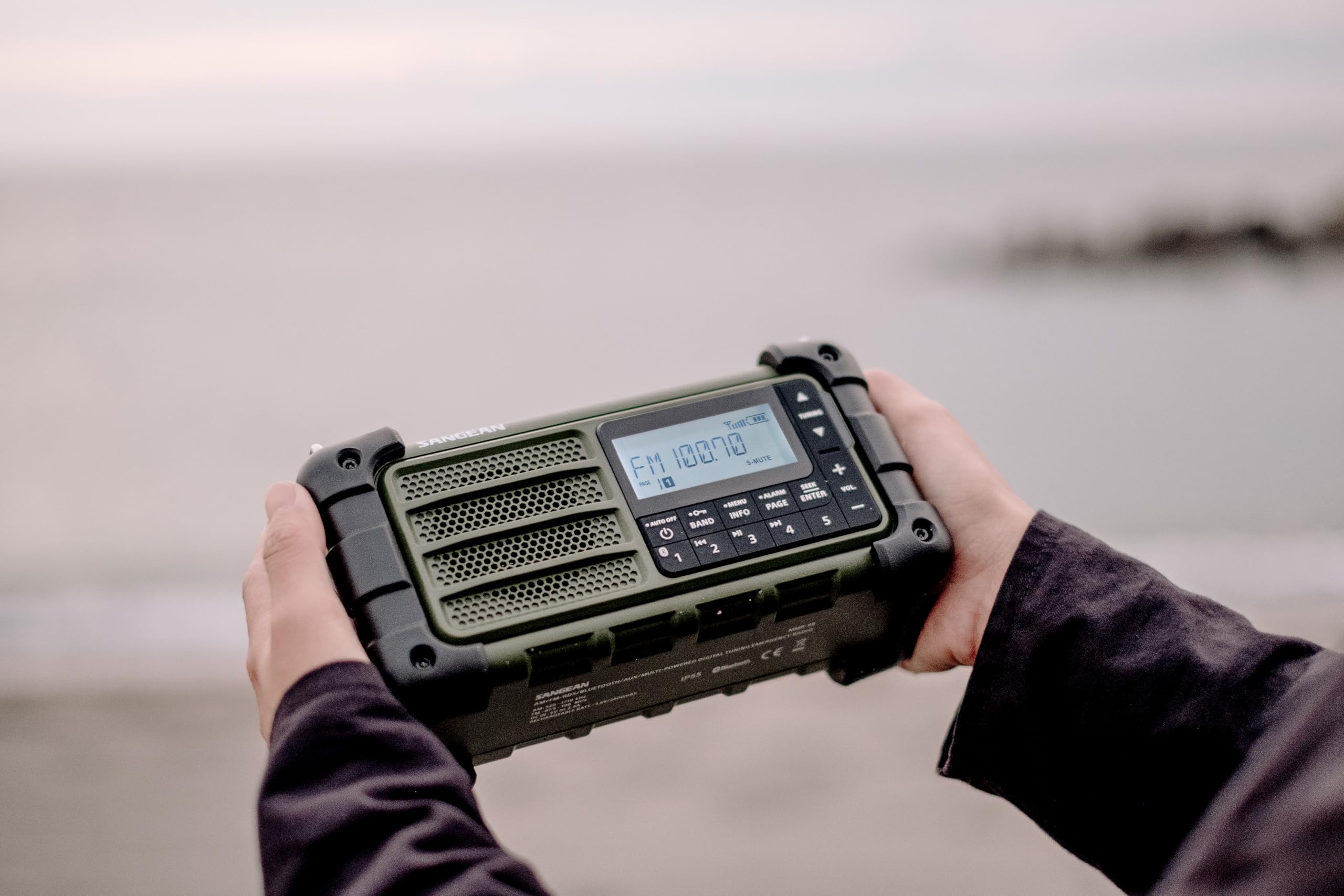 Sangean MMR-99 Zewnętrzne radio FM, radio awaryjne, panel słoneczny Bluetooth, odporny na zachlapanie, ST