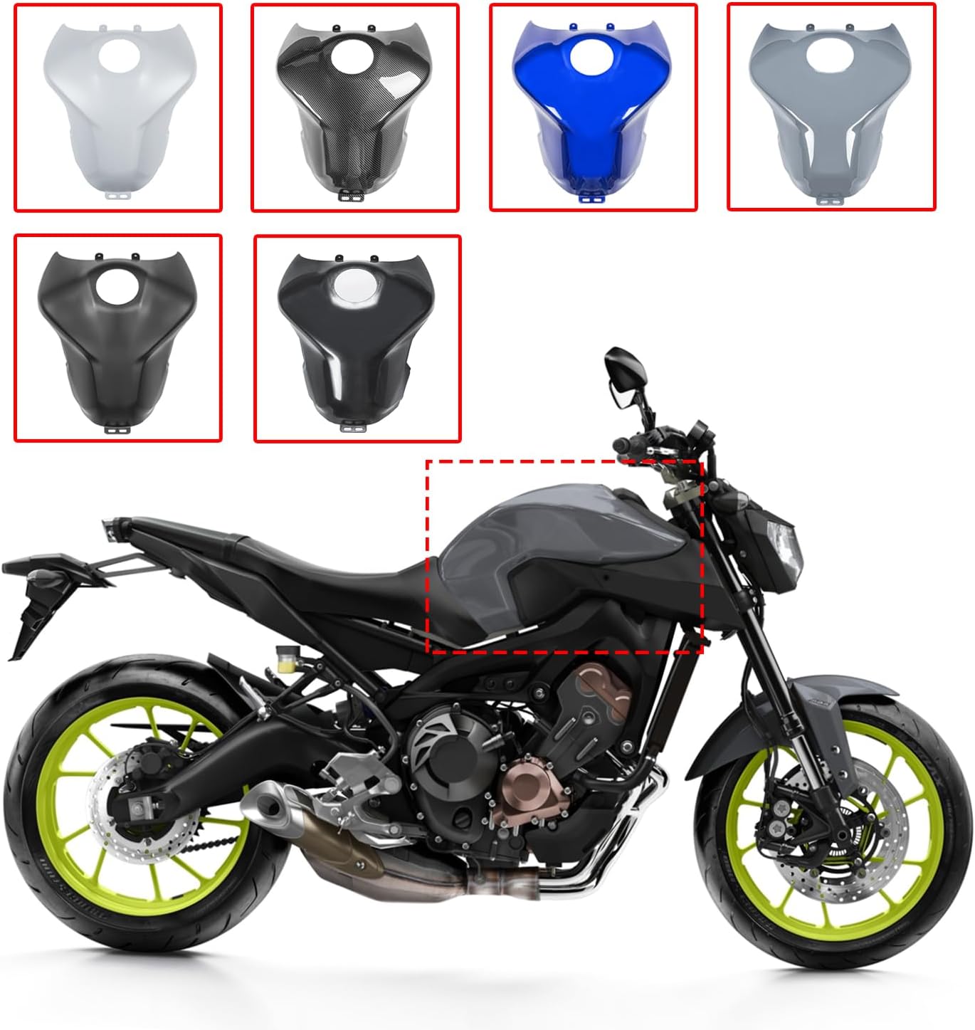 Motorcycle Fuel Gas Tank Cover for Compatible with Yamaha MT-09 FZ-09 MT09 FZ09 2013 2014 2015 2016 2017 2018 2019 2020 Oil Shell Guard ABS Fairing Protection (Blue)