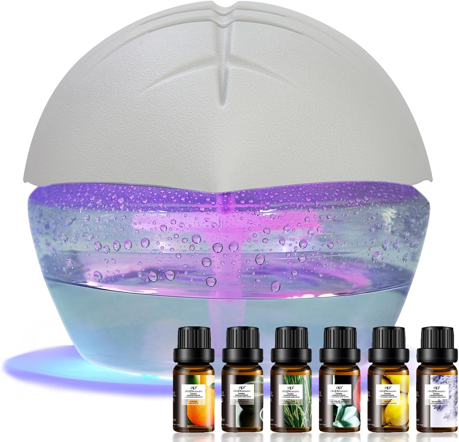 Water-Based Air Purifier with 7 Color Light, Plus Essential Oil Set (6 * 10ml)