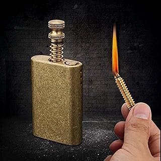Vintage Trench Lighter/Wheel Kerosene Lighter with Pure Copper,Refillable Creative Antique Brass Fire Starter,Cool Cigarette/Cigar lighters for Collection/Decorative/Gift