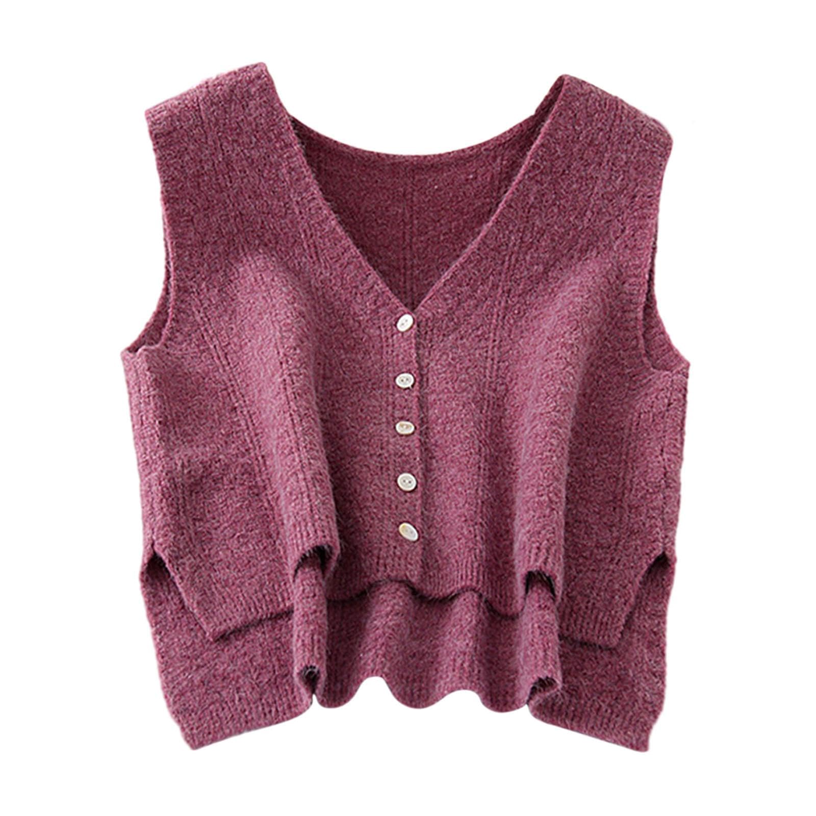 ECOMISTIQ® Women Sweater Vest Breathable V Neck Casual Fashion Jumpers Sleeveless Gilet Grape Purple|Clothing Shoes & Accessories| Womens Clothing | Coats & Jackets