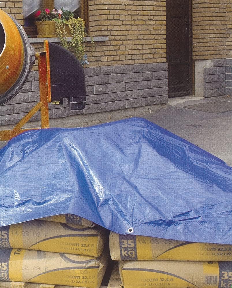 eacommerce - Telo Telone occhiellato in Polietilene | Impermeabile Multiuso | Resistente e Antistrappo | Fissaggio Facile con Occhielli in Alluminio, Blu, 40 g/m² | 2x3 Metri