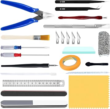 Waltool 25Pcs Basic Model Tools for Beginners, Gundam Modeler Building Kit for Model Building Repairing and Fixing