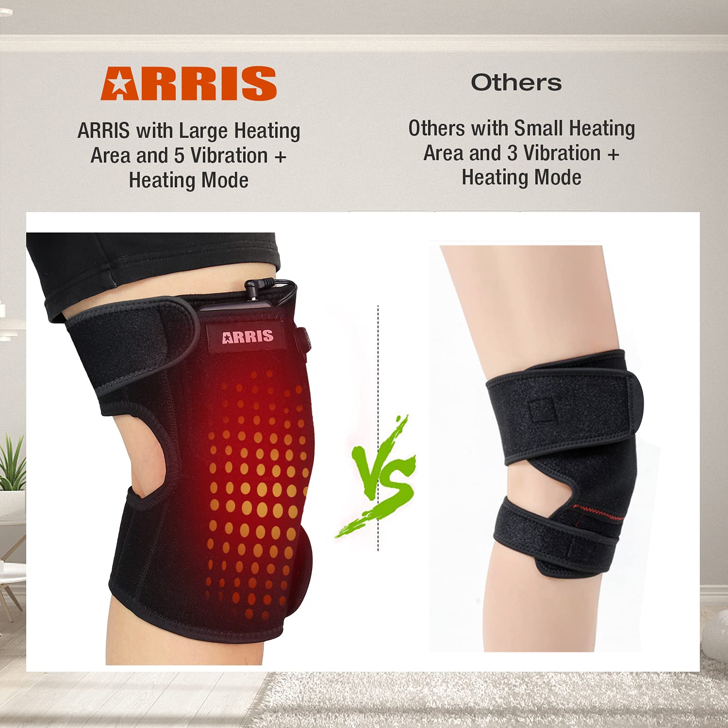 Exсluѕіvе Dіѕсоunt 🔥 ARRIS Heating Knee Pad with Massage, Heated Knee Brace Wrap with 7.4V Battery for Knee Injury, Arthritis, Joint Pain, Soreness, Cramps, Meniscus Pain & Muscle pain Relief Hot Therapy.