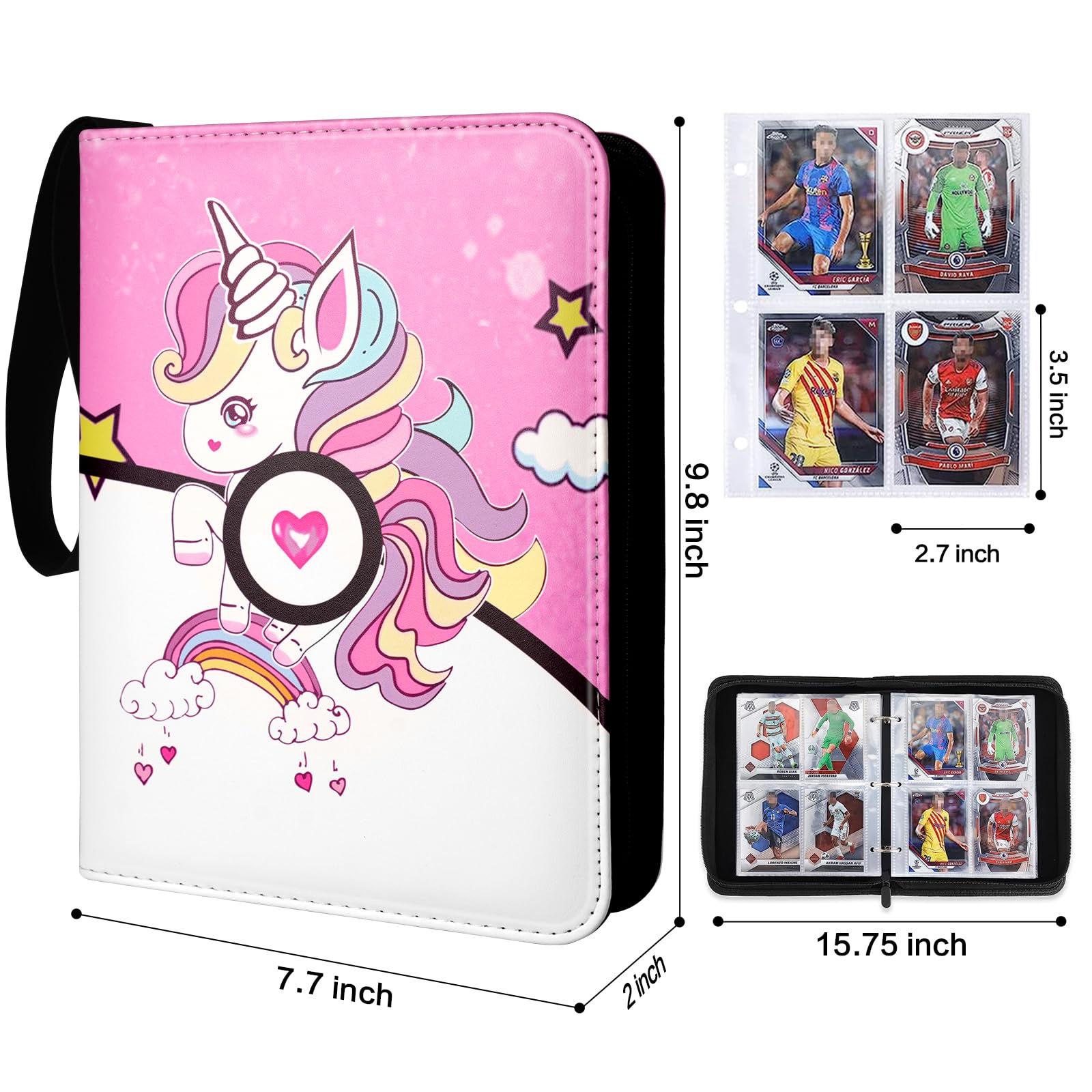 Amazon.com: Uokinuo Pink Card Binder 4 Pockets, 400 Pockets for Pokemon  Cards with 50 Sleeves Premium Cards Binder with Zipper Pink Portable  Trading Cards Collector Zipper Album Holder for Kids Girls Gifts :