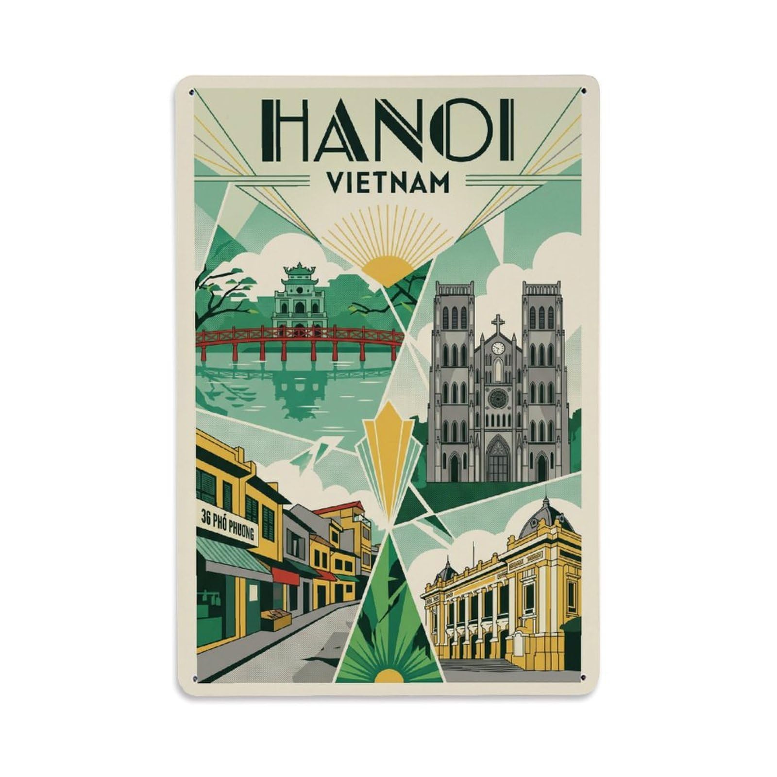 Vintage Travel Vietnam Hanoi Metal Tin Sign Plaque Wall Decor for Cafe, Club Bar, Office, Garden Metal Poster 8x12Inch