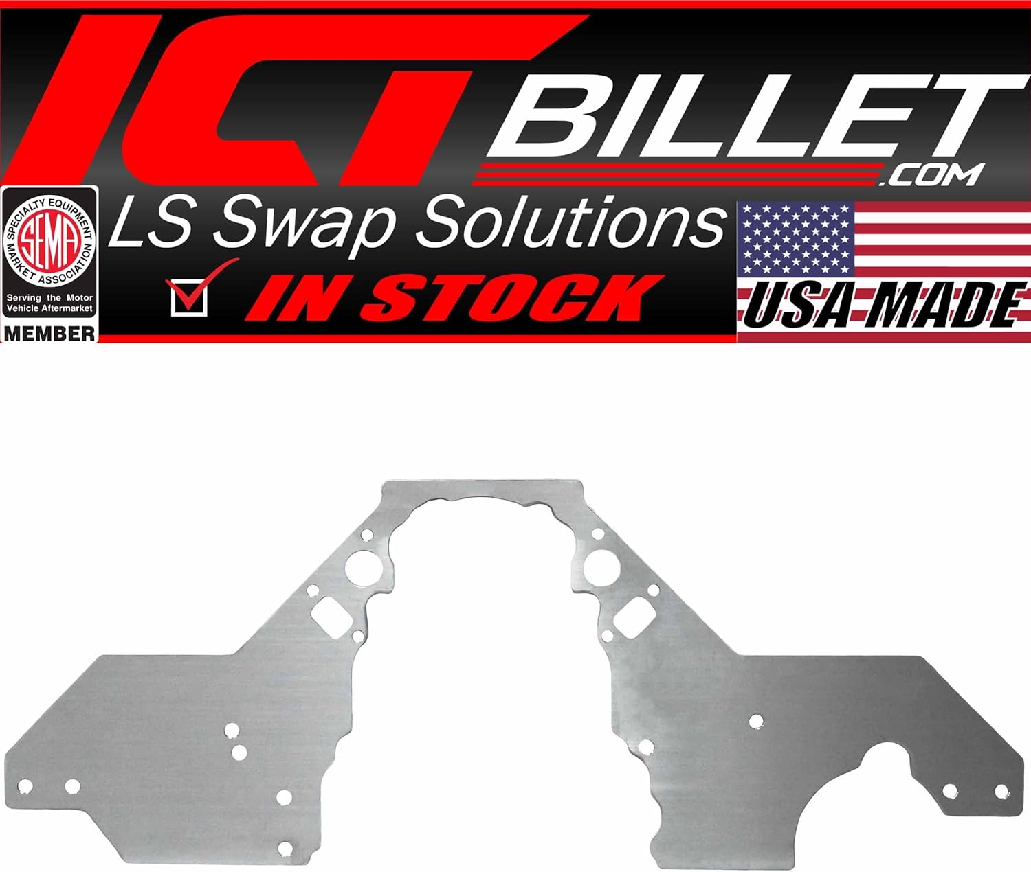 ICT Billet LS Billet Aluminum Mid Engine Plate for 1982-1993 1st Gen S10 Motor Mounting Race Swap Compatible with GM Chevrolet Gen 3 4 LS1 LS3 LQ4 5.3 6.0 6.2 Made in America USA 551817-1S10