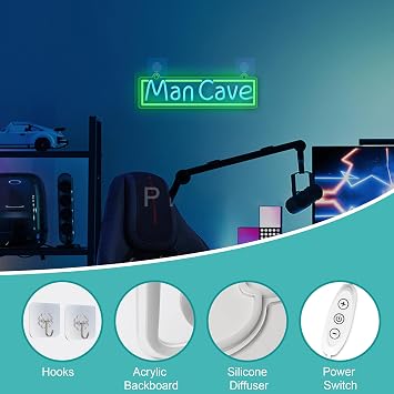 CoolGift Mart Man Cave Neon Sign, Dimmable LED Neon Wall Light with USB Powered, for Bedroom Living Room Game Room Home Birthday Gift for Boys Men
